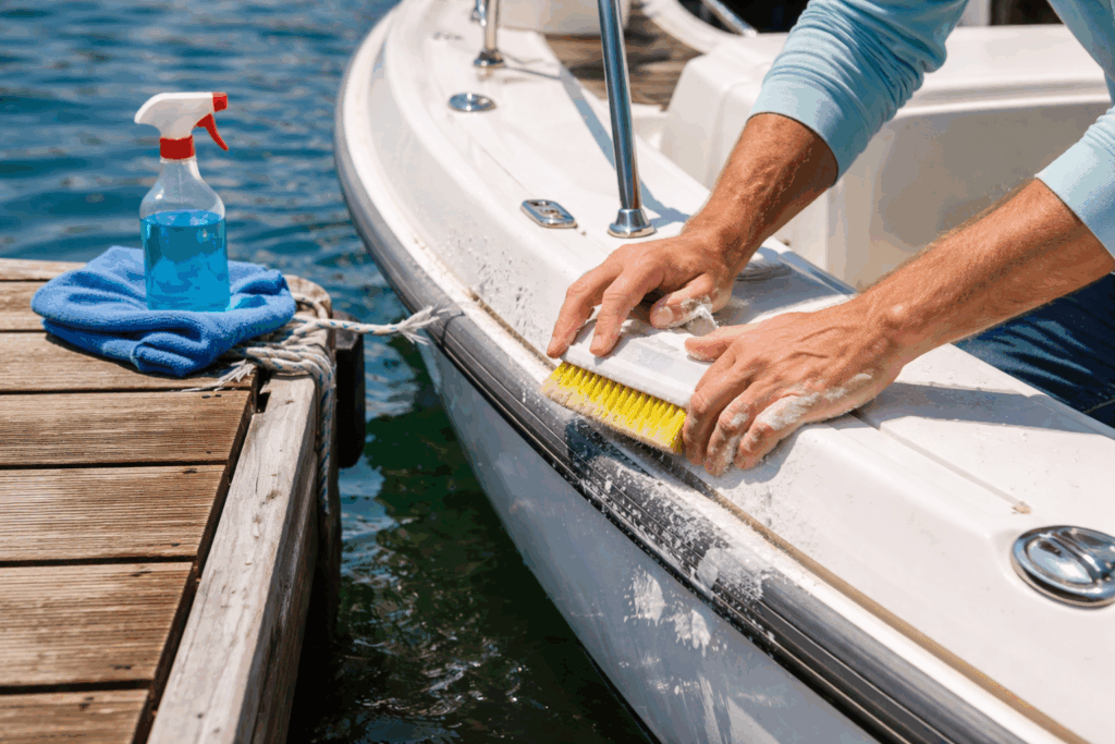 rubber stootrand boot schoonmaken