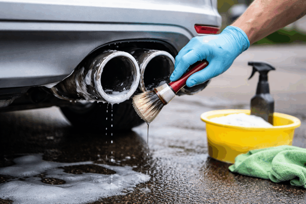 uitlaat auto schoonmaken
