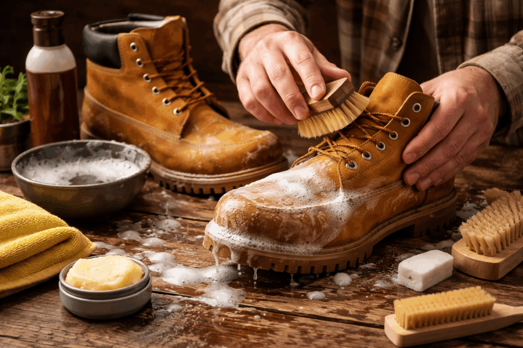 timberland boots schoonmaken