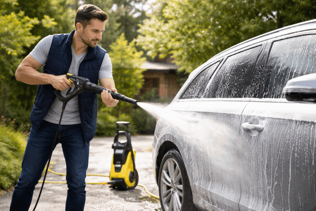 auto schoonmaken hogedrukreiniger