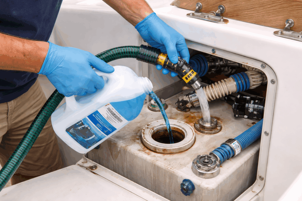 vuilwatertank boot schoonmaken