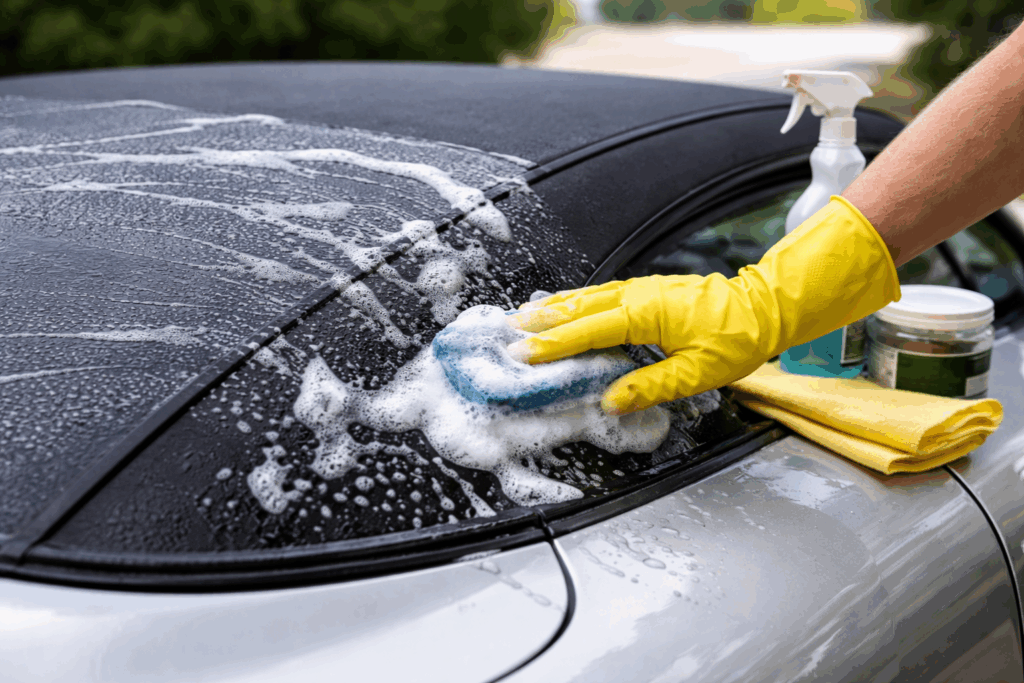 vinyl dak auto schoonmaken