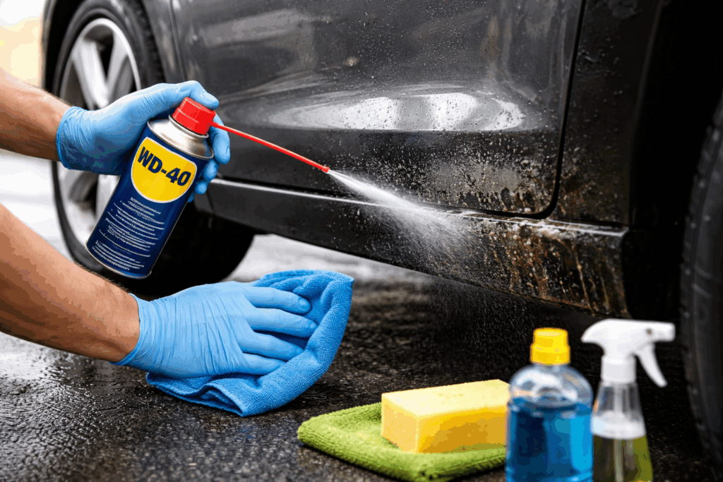 auto schoonmaken met wd40
