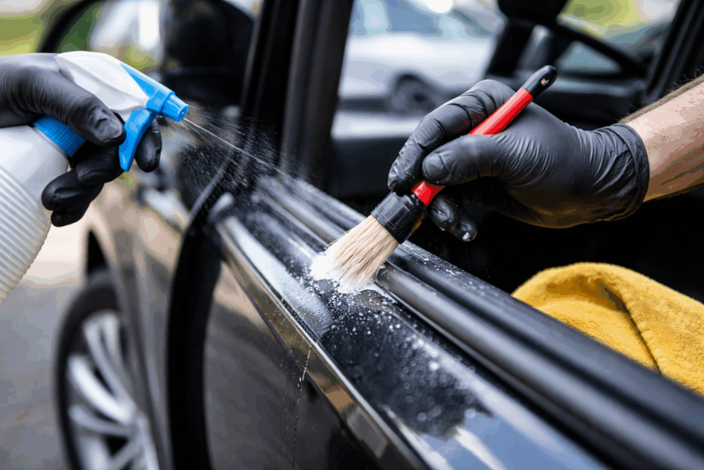 rubber strips auto schoonmaken