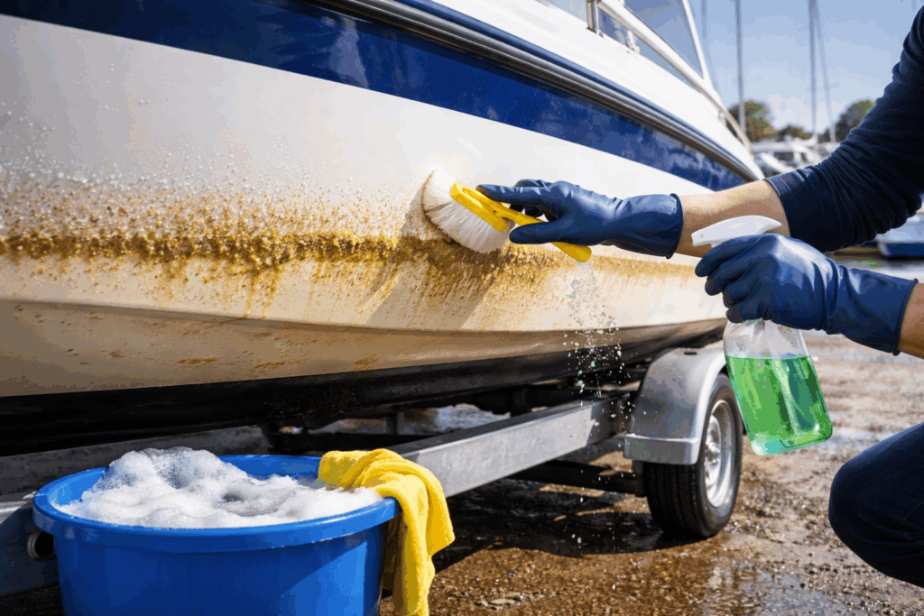 waterlijn boot schoonmaken