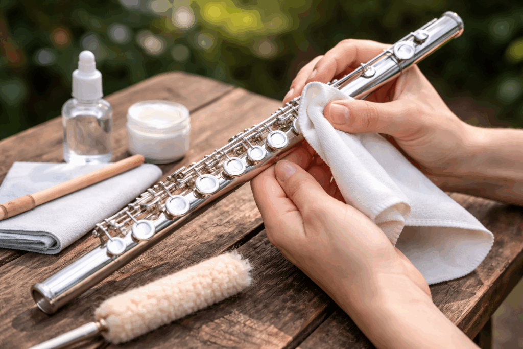 buitenkant dwarsfluit schoonmaken