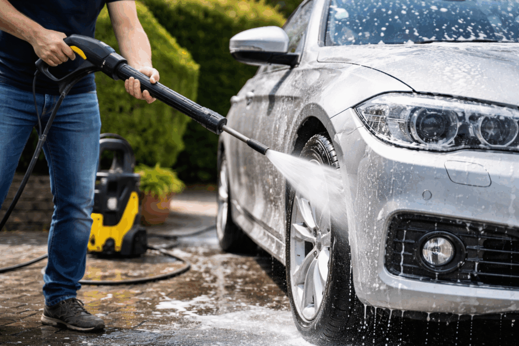 auto schoonmaken hogedrukreiniger